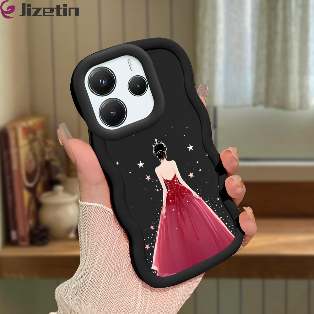 Jizetin for Redmi Note 14 4G 5G Note 14 Pro+ Xiaomi Poco X7 5G Back Cover Crown Girl Macaron Bright Color Wavy Shape Soft Mobile Phone Cases. 