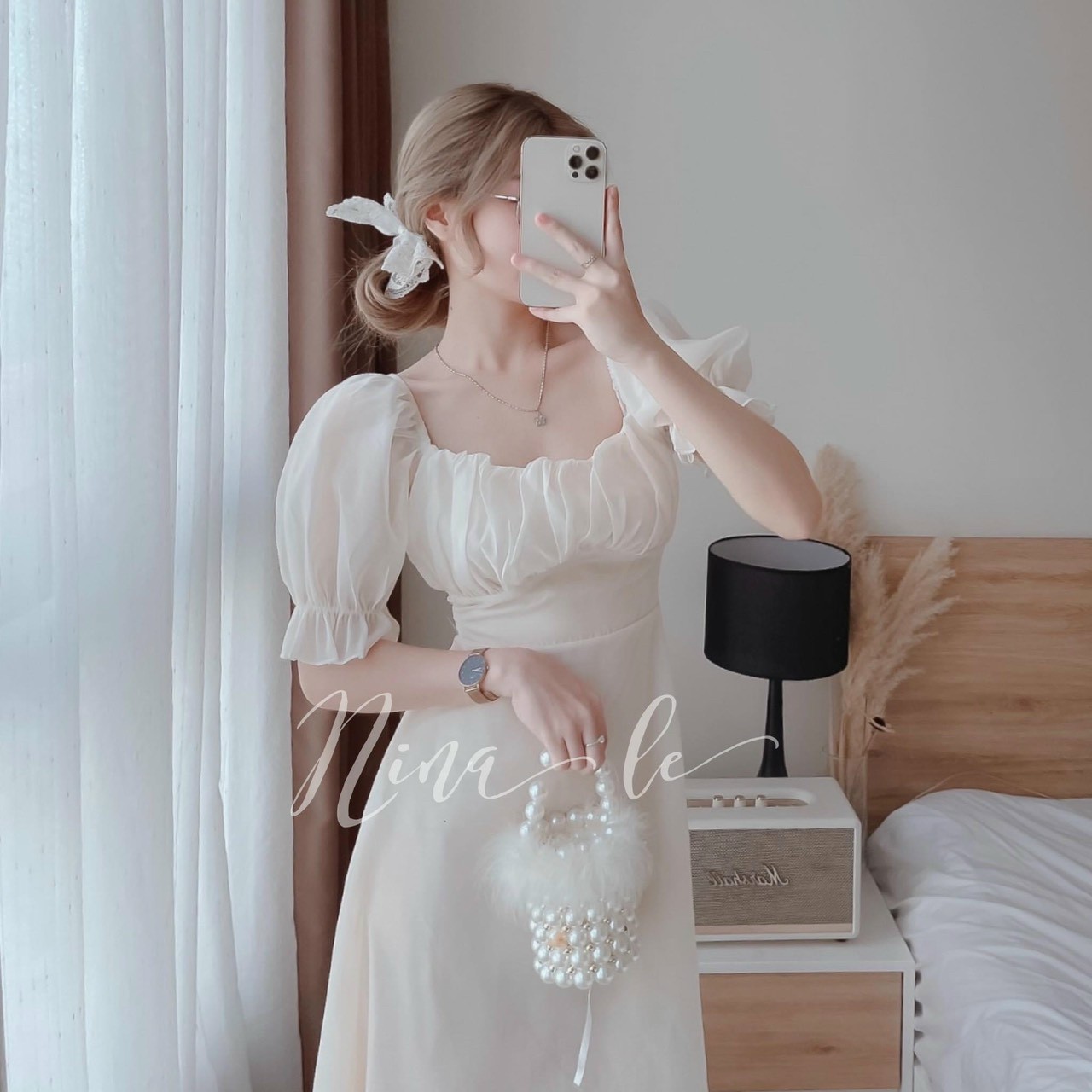 Đầm Xếp Ly Tay Bồng Siêu Cute (có Mút Ngực)