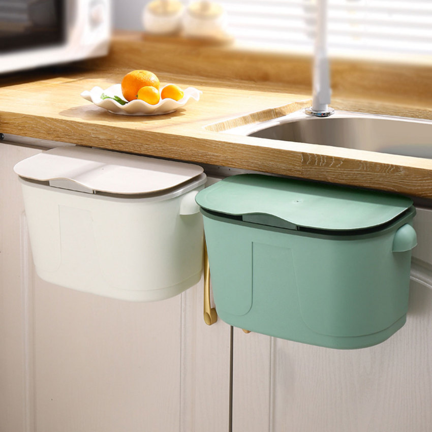 Treo Thùng rác cho nhà bếp dung tích lớn nhà bếp tái chế rác giỏ gắn tường phòng tắm thùng rác gấp cho xe hơi với nắp