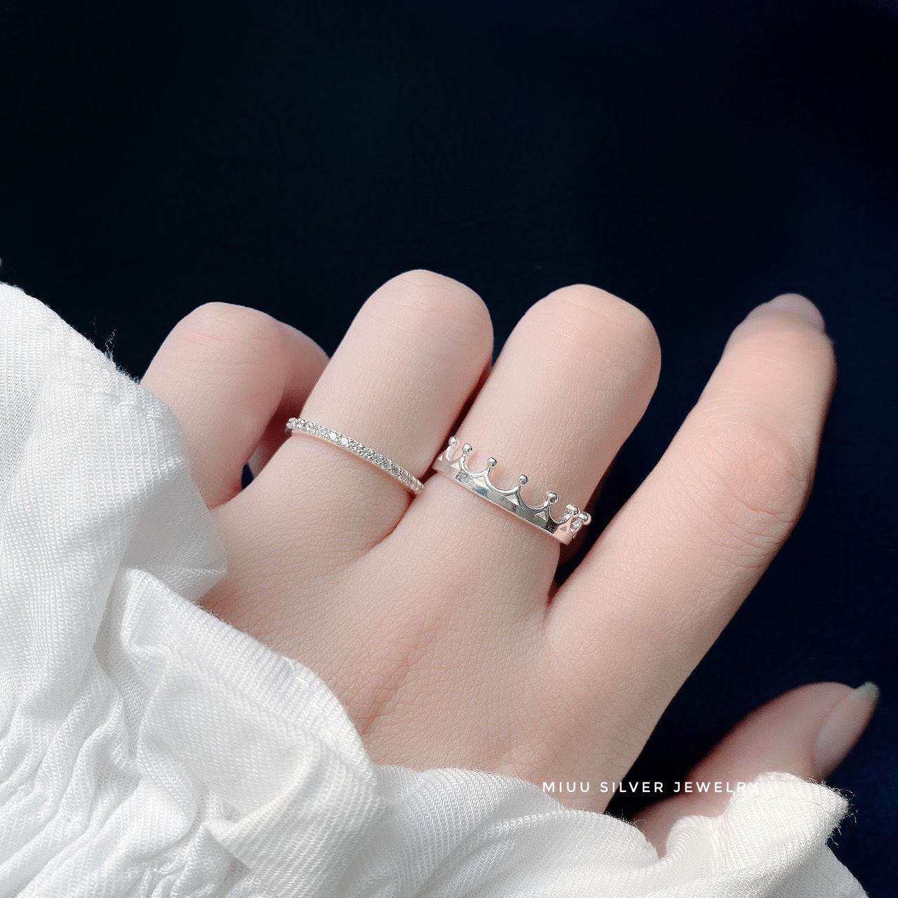 Nhẫn bạc 925 Miuu Silver vương miện đính đá