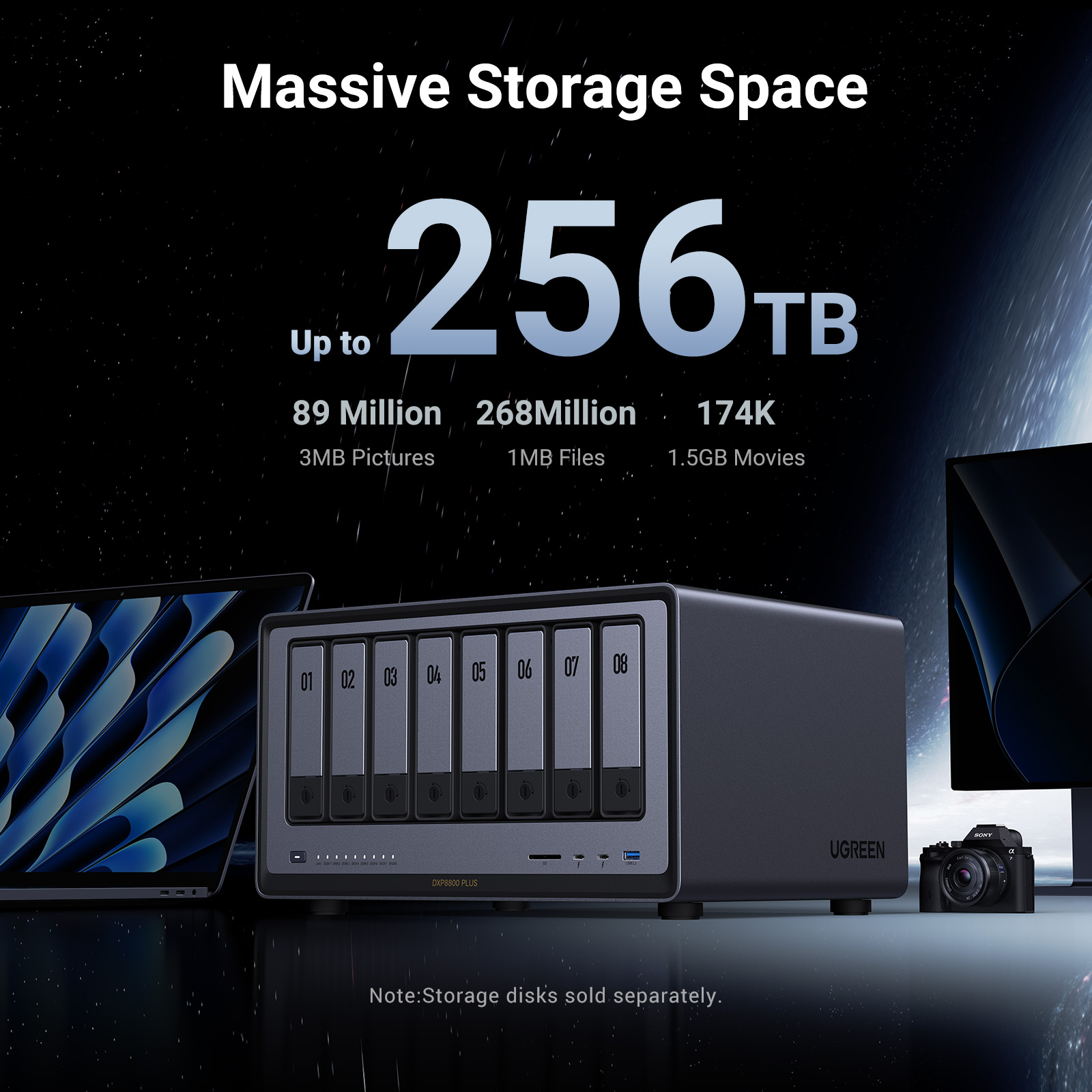 UGREEN NASync DXP8800 Plus 8-Bay Desktop NAS, Intel i5 1235u 10