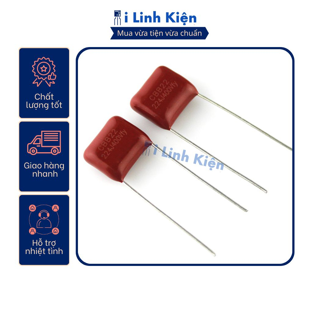 Tụ cbb 400v 224j 220nf 0.22uf 10mm chất lượng tốt.