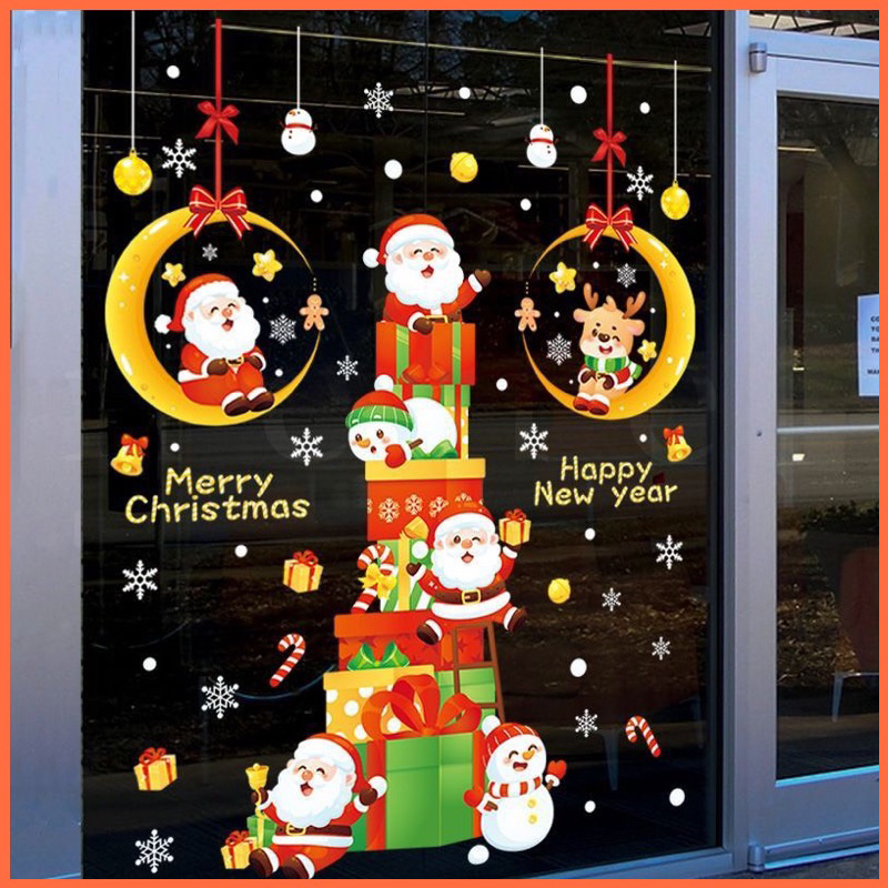 Decal Noel 2024 hít tĩnh điện(không keo)chỉ dán kính.