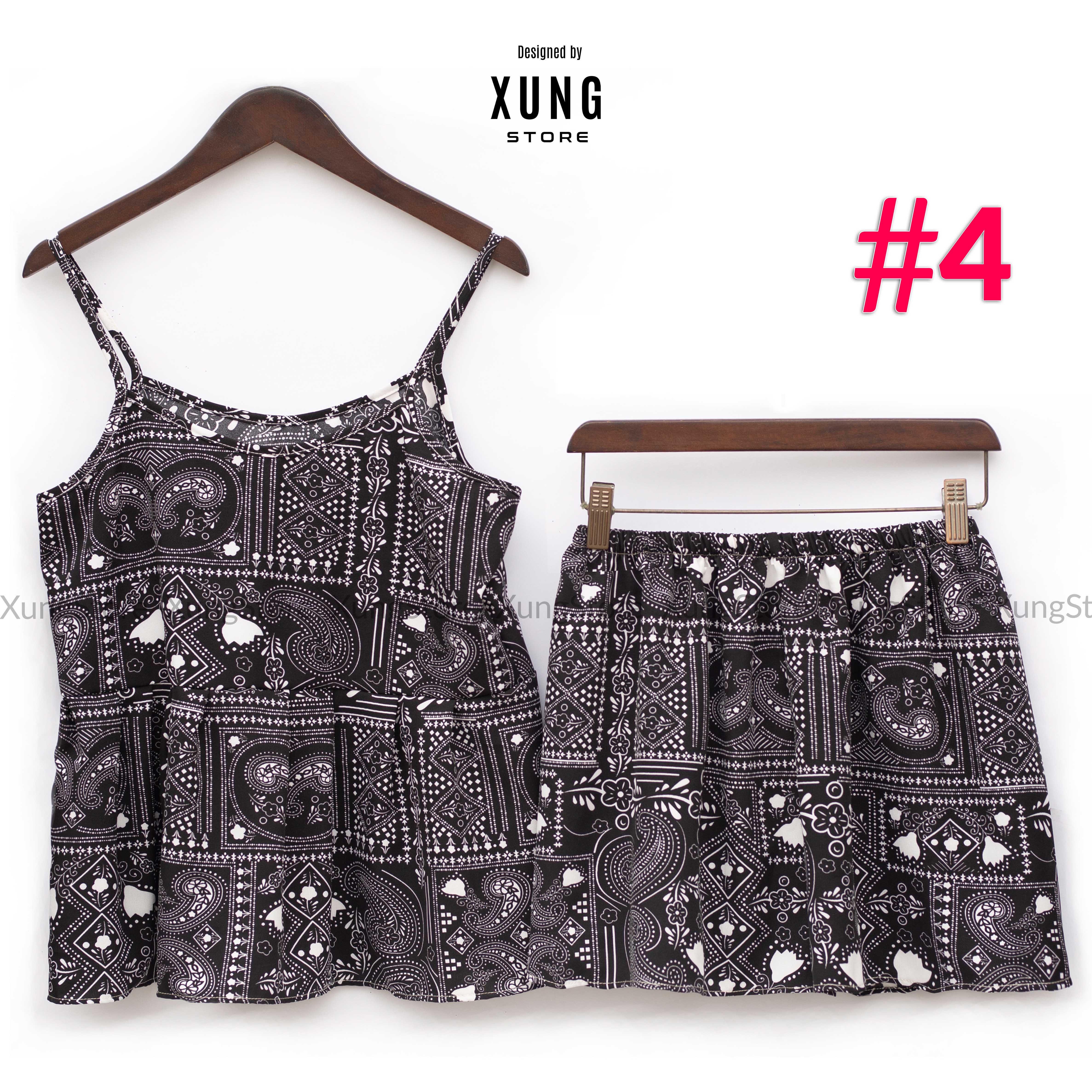 Đồ bộ nữ mặc nhà, Đồ bộ 2 dây quần đùi chất lụa mềm mát - XUNGSTORE