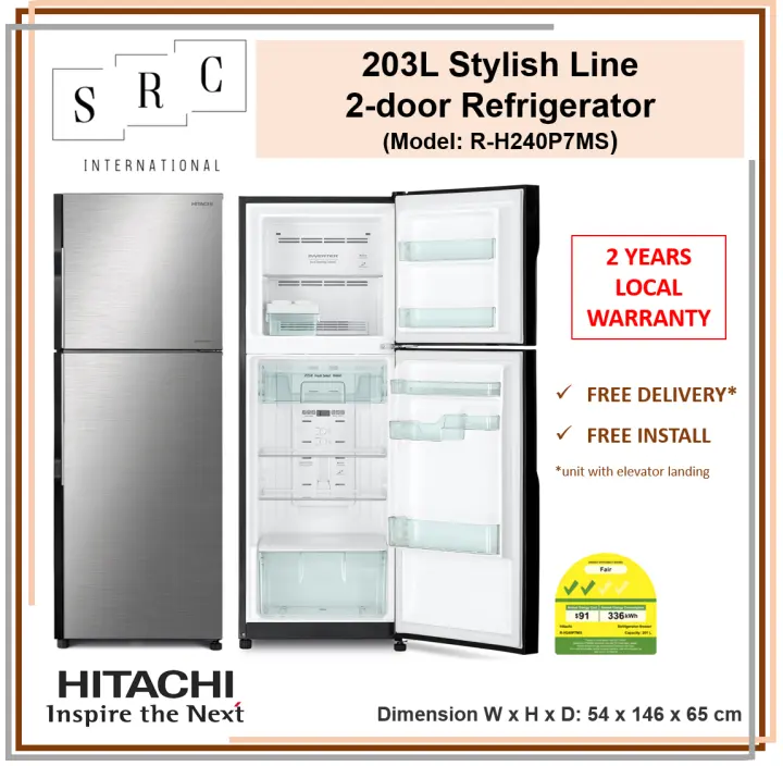 Hitachi R H240p7ms Dual Fan Cooling Fridge 3l Lazada Singapore