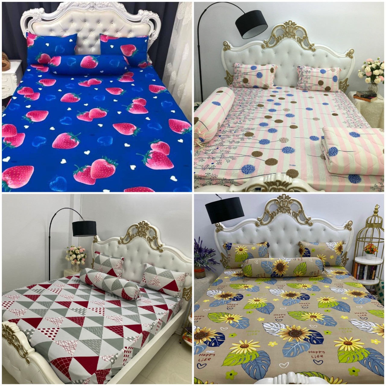 [HCM]Bộ Drap gối Thun Hàn Quốc mát lạnh { 4 món } FULL SIZE  nhiều màu