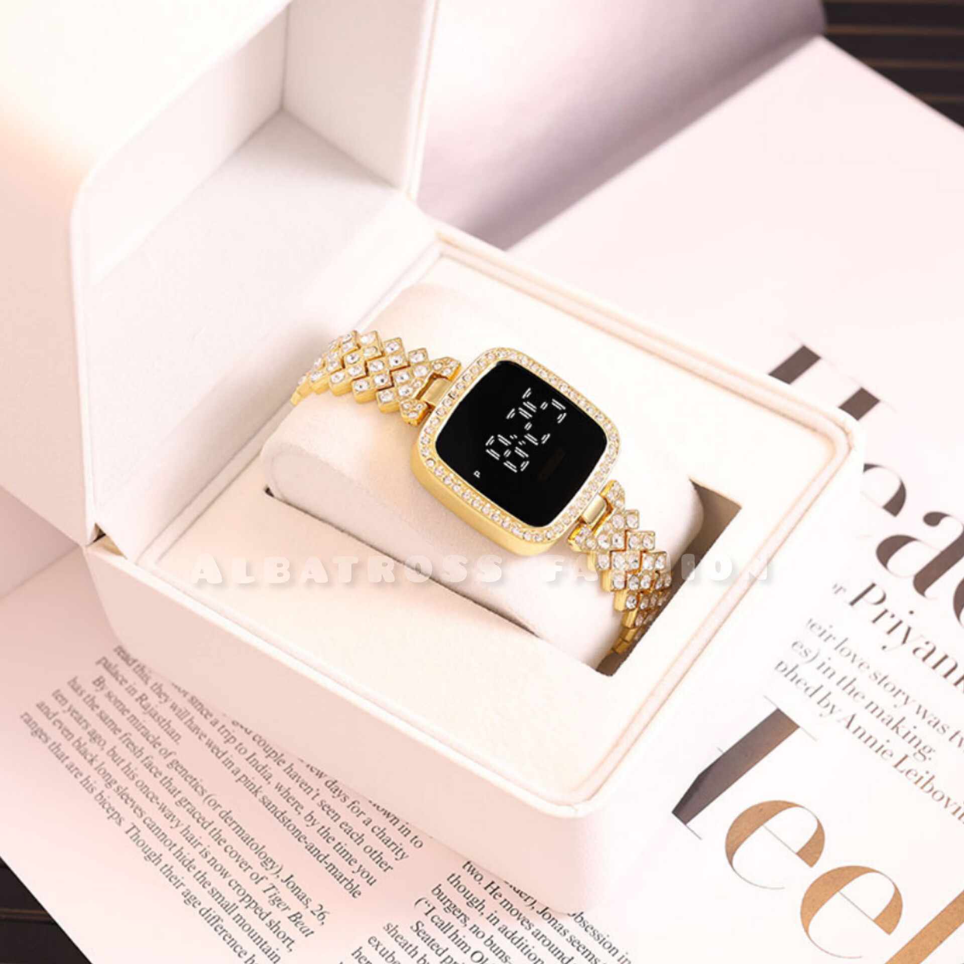 Elegant Luxury Full Diamond Touch Screen Ladies Watch With Box.