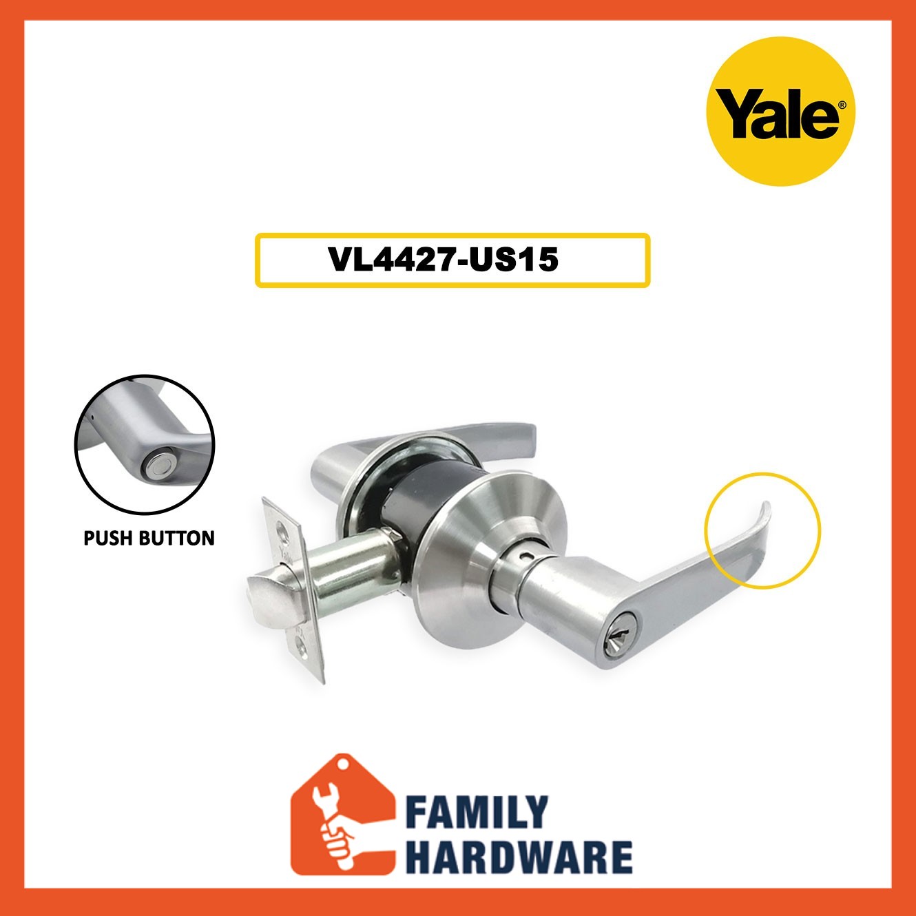 YALE VL4447 US15, VL4427 US15 Tubular Hand Leverset Door Lock Set