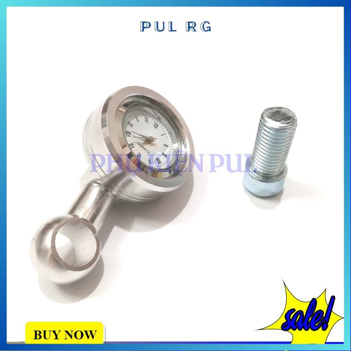 Đồng hồ gắn chân gương xe máy màu trắng ốc chân 10li