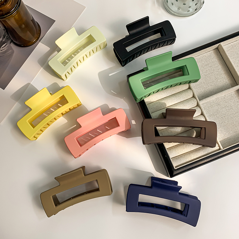 Large Matte Rectangular Solid Color Hairpin Women's Korean Elegant Simple Versatile Disc Hair Shark Clip Hair Accessories