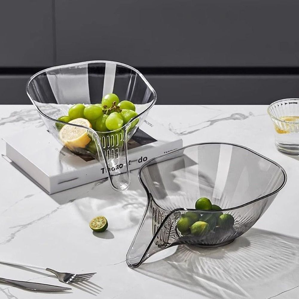 QEARZ Kitchen Multifunctional Drainage Basket Fruit Plate Plastic Draining Bowl Creative Salad Rice Washing Basket Household Sink