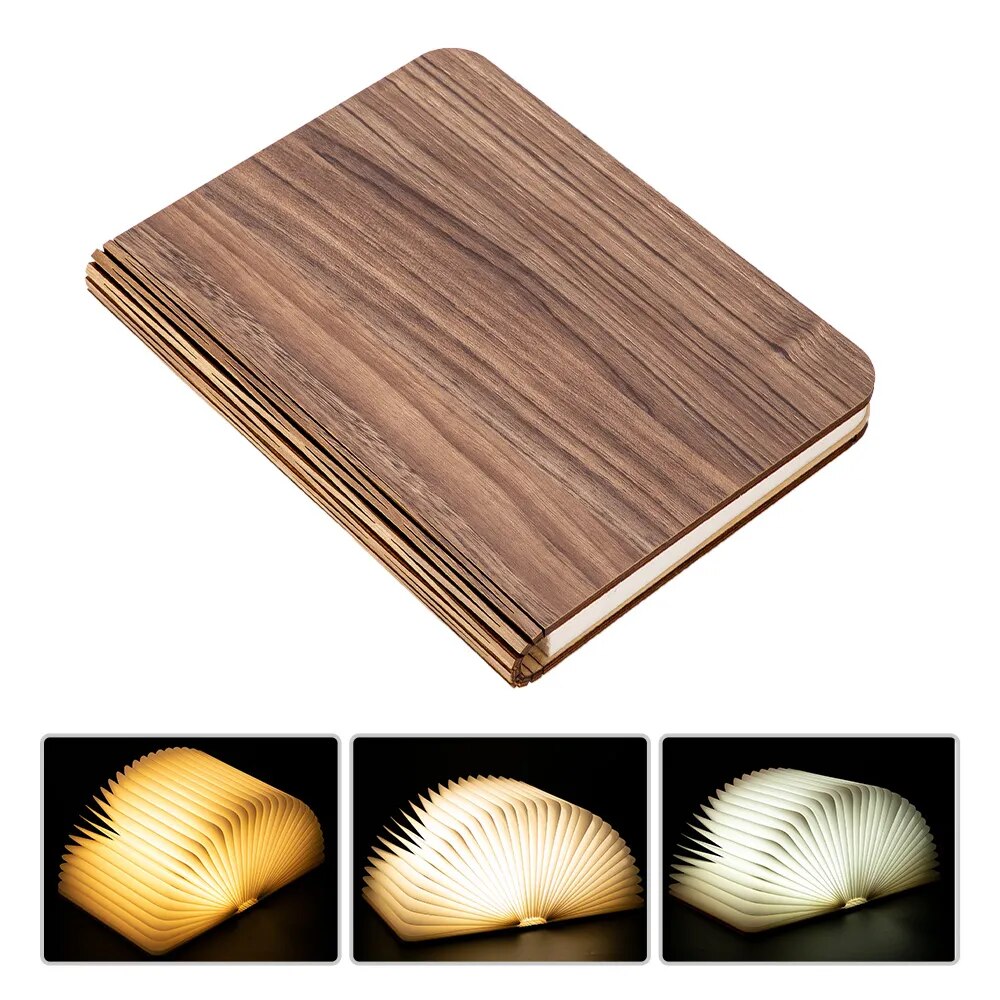LED Wooden Book Lamp Children Reading Light USB Bedside Table Lamp 3 Color Bedroom Art Decor Night Light For Kids Birthday Gift