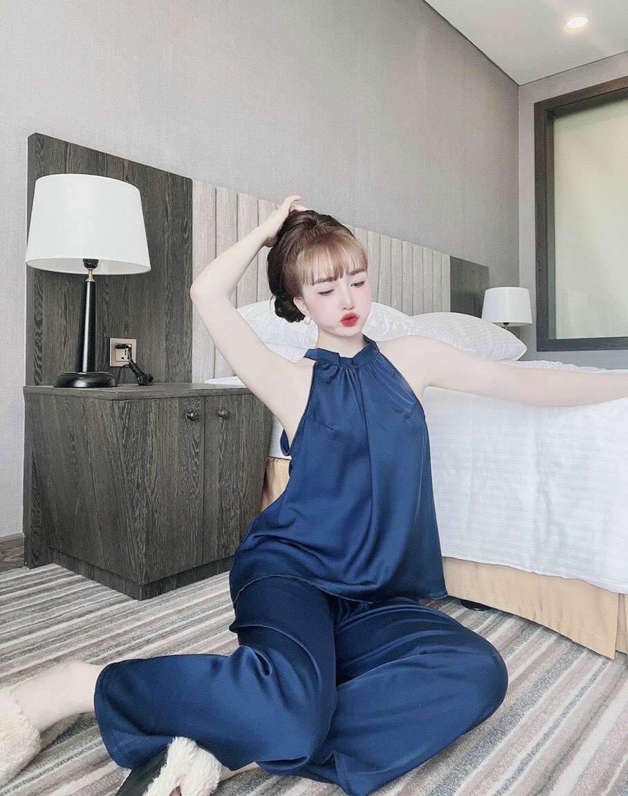 Sét bộ satin cổ yếm cao cấp-TH
