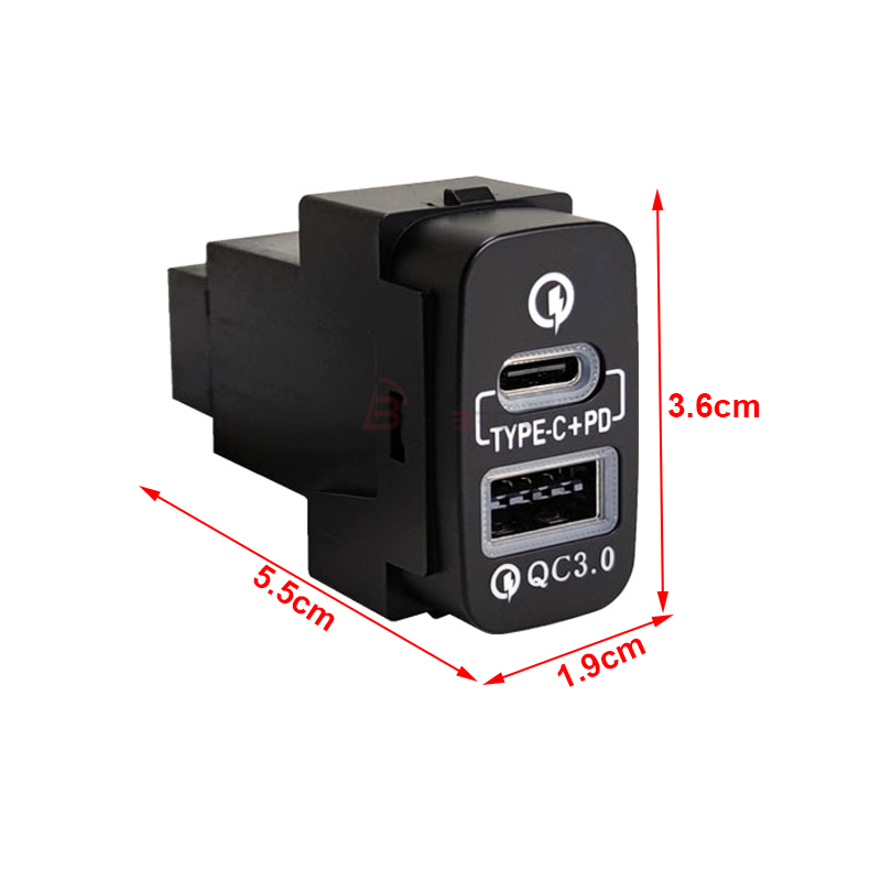 1PC Red Light Car Quick Charger TYPE-C PD USB Interface Socket For Mitsubishi Outlander Lancer EX Pajero Sport ASX V73 V93 V97