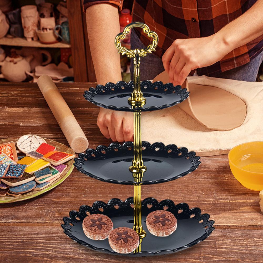 Holiday Party Three-layer Fruit Plate Dessert Candy Cake Stand Self-help Display