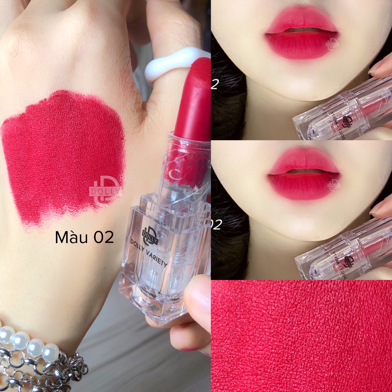 Son thỏi lì siêu mịn môi DOLLY VARIETY [Màu Đỏ hồng khô]