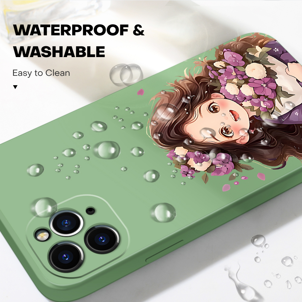 BILI for Samsung S20 FE S20 Plus S20 Ultra 5G Back Cover Purple Flower Girl for Boys Girls Multicolor Liquid Silicone Soft Square Phone Case. 