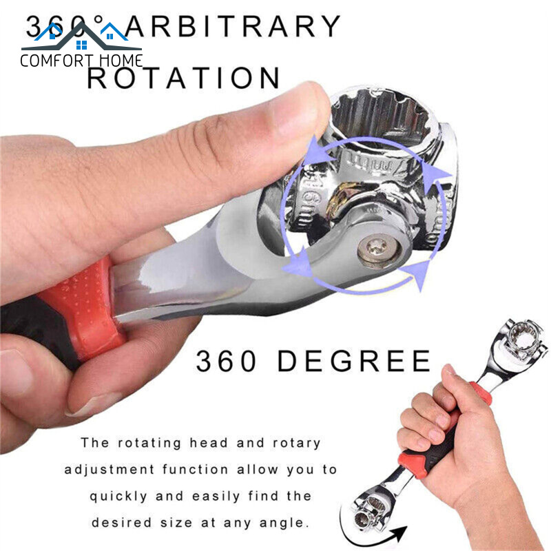 Adjustable Wrench Multipurpose 52-in-1 Wrench 360 Degree Rotation Multi-functional Spanner Car Repair Tool