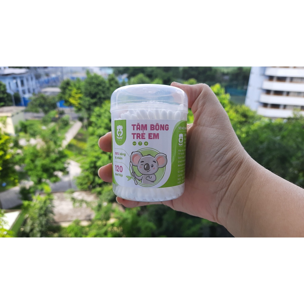 Tăm bông trẻ em kháng khuẩn Mipbi hộp 120pc