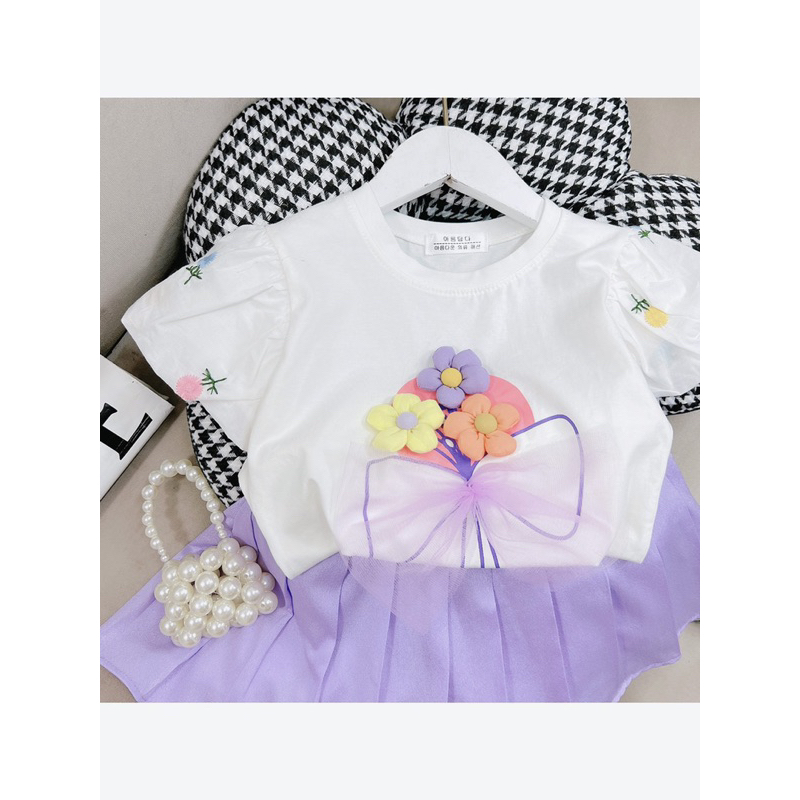 Sét váy cotton hoa tím mộng mơ cực xinh cho bé