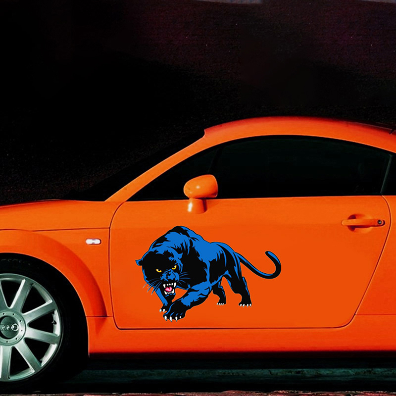 Cartoon 3D Car Stickers Animal Black Panther Roaring Bumper Motorcycle Helmet Decal Vinyl Cover Scratches Waterproof PVC YULING. 