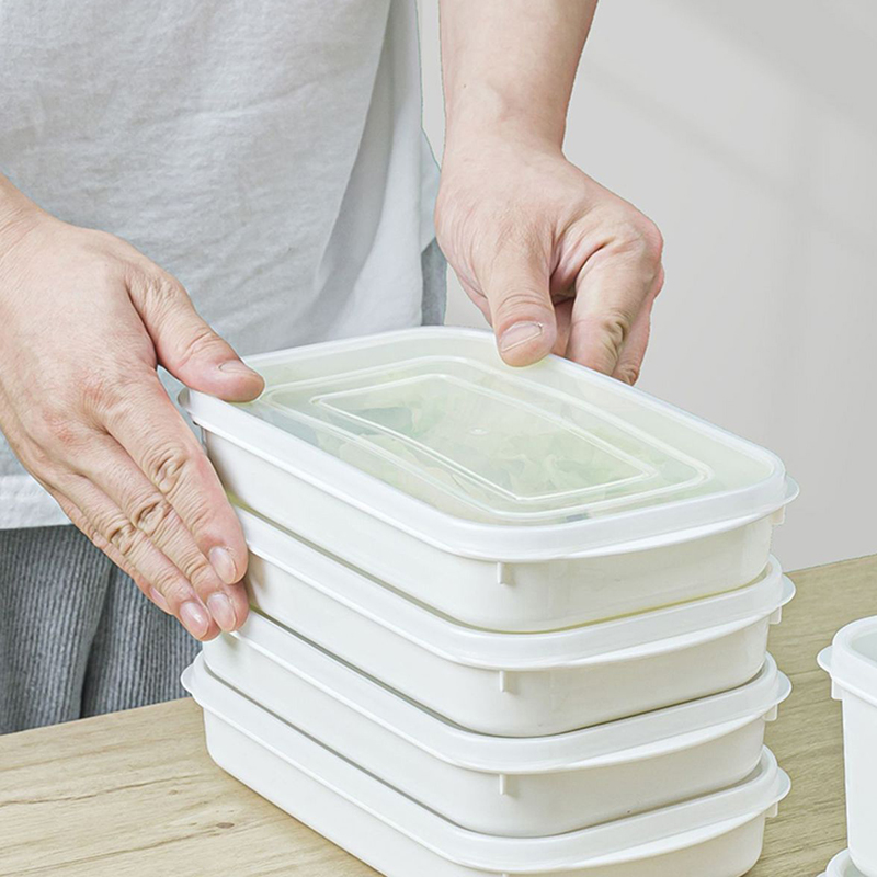 Kitchen Storage Refrigerator Food Storage White Containers Fresh Box Fruit Vegetable Preservation Prepare The Dishes Divided Box. 