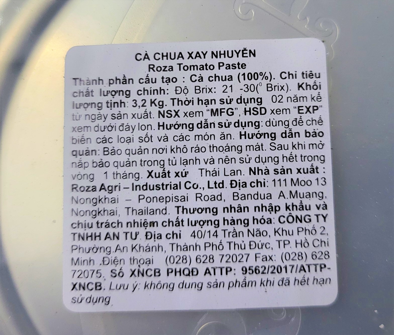 [HỘP LỚN 3.2 Kg] CÀ CHUA XAY NHUYỄN [Thailand] ROZA Tomato paste (halal)