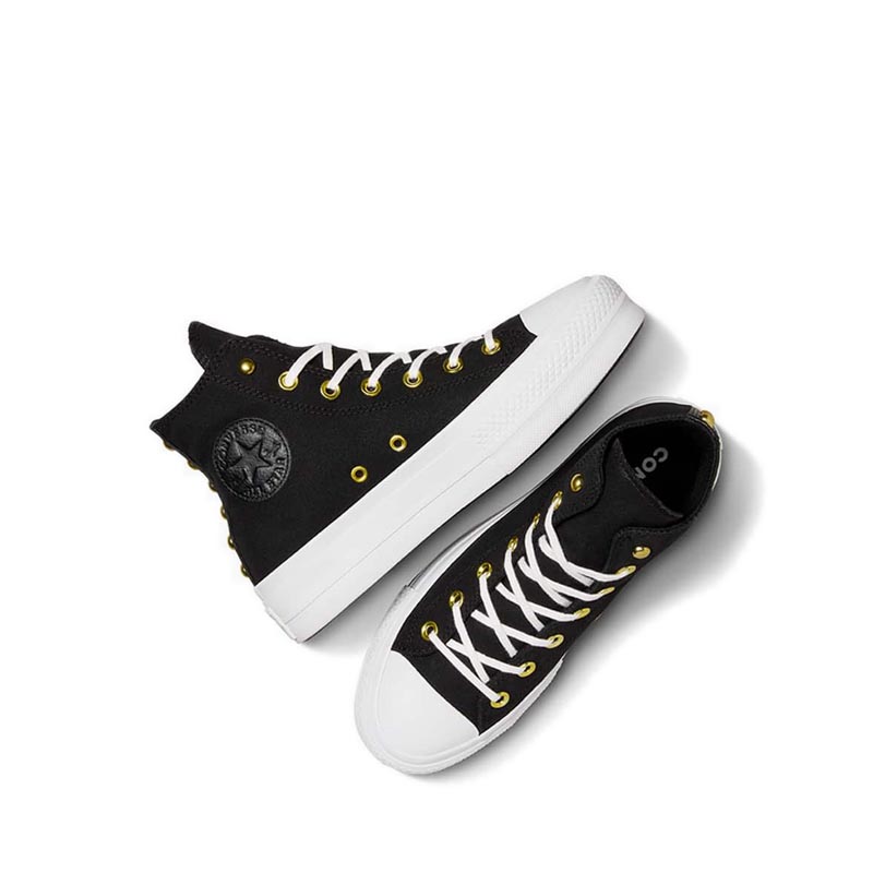 Converse CTAS Lift Platform Star Studded Women's Sneakers - Black/White/Gold