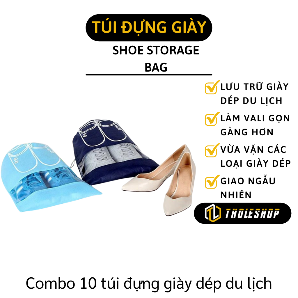Túi Đựng Giày - Túi Đựng Giày Dép Có Dây Rút, Chống Bụi - Túi Bảo Quản Giày Dép đu Lịch Vải Không Dệt Cỡ Lớn