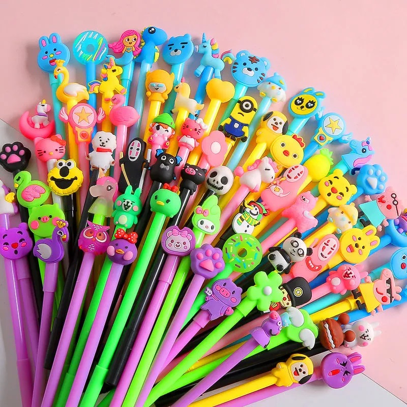 Combo of 20 PCs cute blue/purple pet tip gel pen (mix multiple patterns)