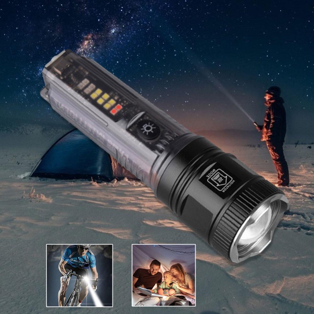 1800mAh Mini LED Flashlight Type-C Solar Rechargeable 200LM Multifunctional Torch Camping Lantern Floodlight