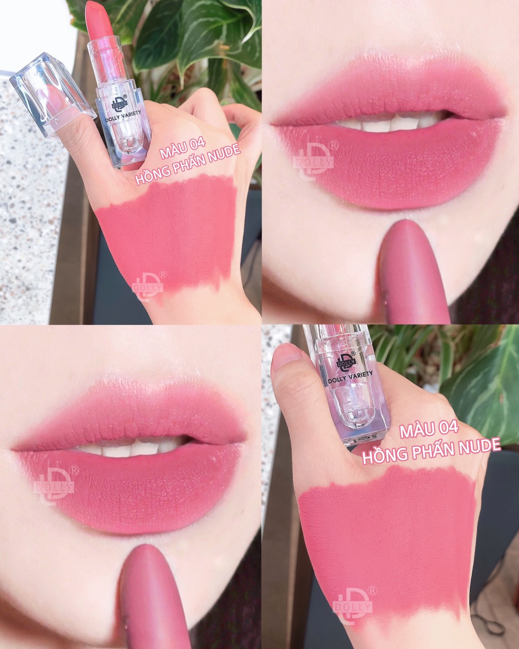 Son thỏi lì siêu mịn môi DOLLY VARIETY [Màu Hồng phấn nude]