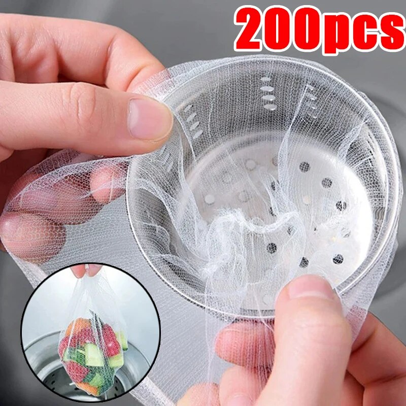 Feelife Lưới lọc rác thải cống lưới lọc bồn rửa nhà bếp dùng một lần 30/200 chiếc lưới lọc rác bể túi lưới thoát nước bể bơi