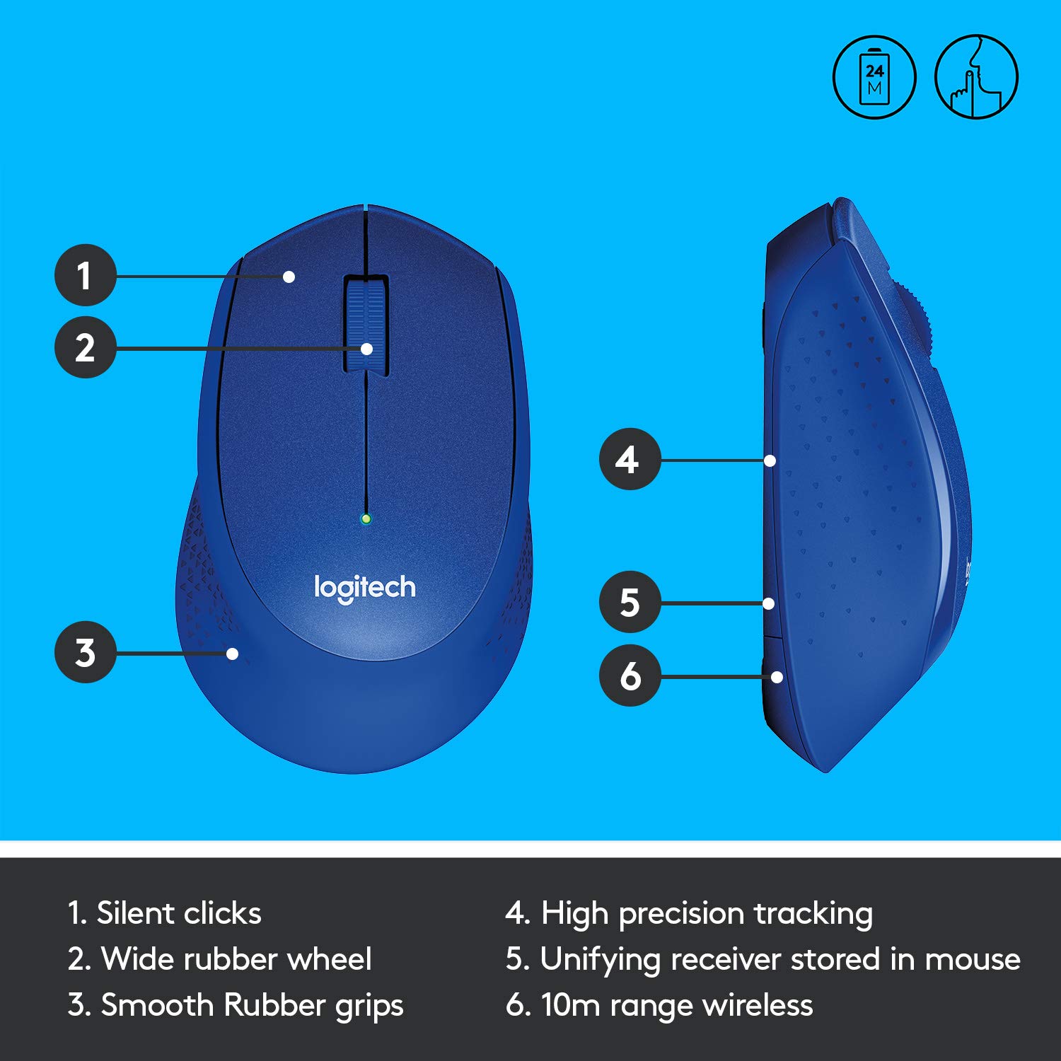 Chuột quang không dây Logitech M331 (xanh ) - Hãng Phân phối chính thức