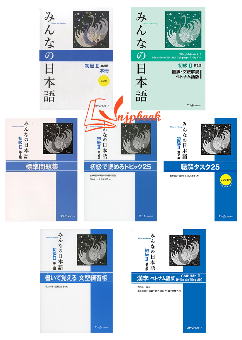 Minna no Nihongo Sơ cấp 2 - Bộ 7 cuốn (In màu + Kèm CD)
