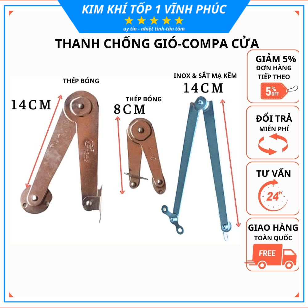 Thanh chống gió bật giò gà compa cửa sổ