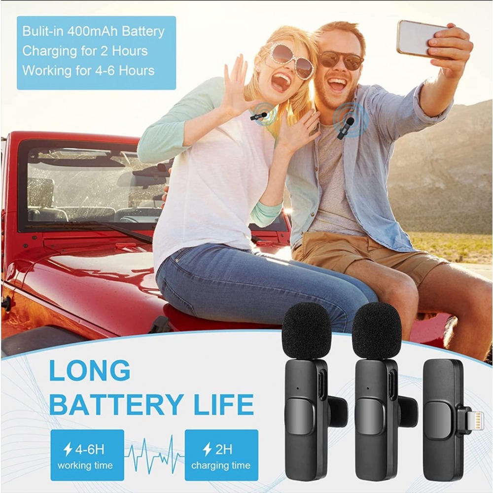 🎙️COD+original+Ready Stock 🎙️K9 Wireless Microphone mic 2.4GHz for iPhone & Type-C with Clip Professional Mic Live Broadcast Mobile