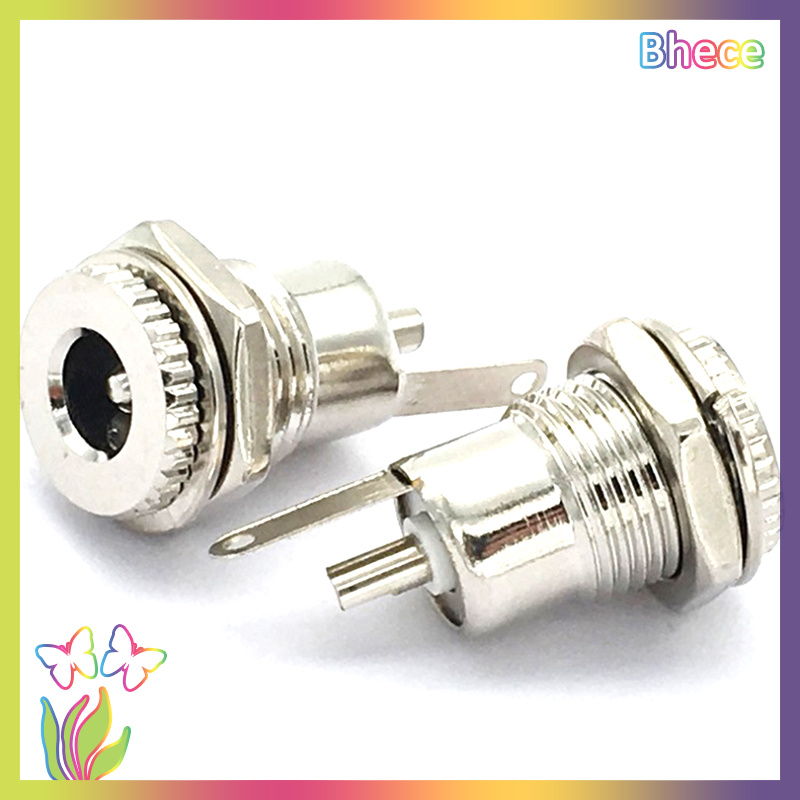 Bhece 10Pcs Metal 5.5 x 2.1mm DC Power Female Jack Panel Mount Socket Connector