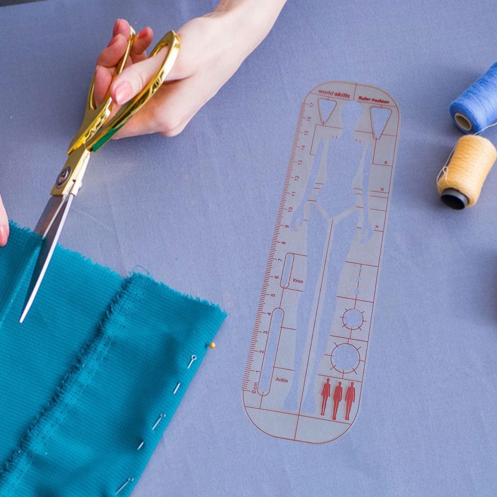 【EliteEssence123】Template Ruler Sewing Ruler Fashion Illustration Rulers, Sewing Humanoid Patterns Design suits Tailors Designers. 