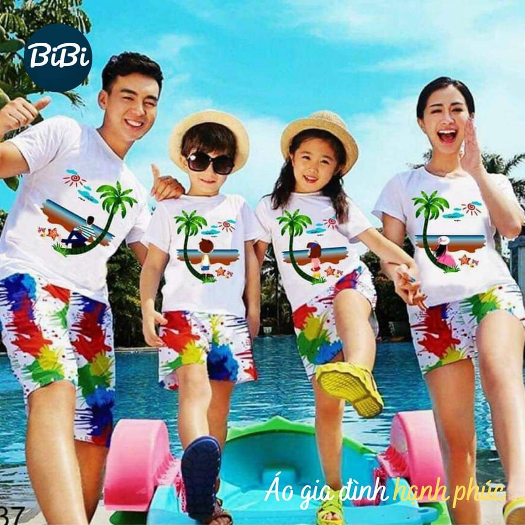 Đồ đi biển cặp đôi và gia đình 3/4/5 người bộ đi biển nhóm đồng phục đi biển công ty chất cotton mịn đẹp [giá 1 bộ]