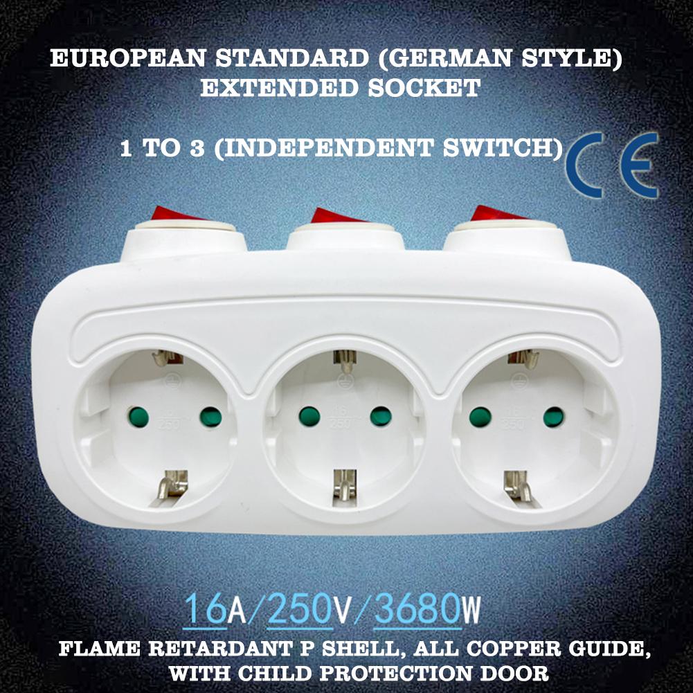 1pc EU Extension Socket With Switch ON/OFF Electrical Plug European ...
