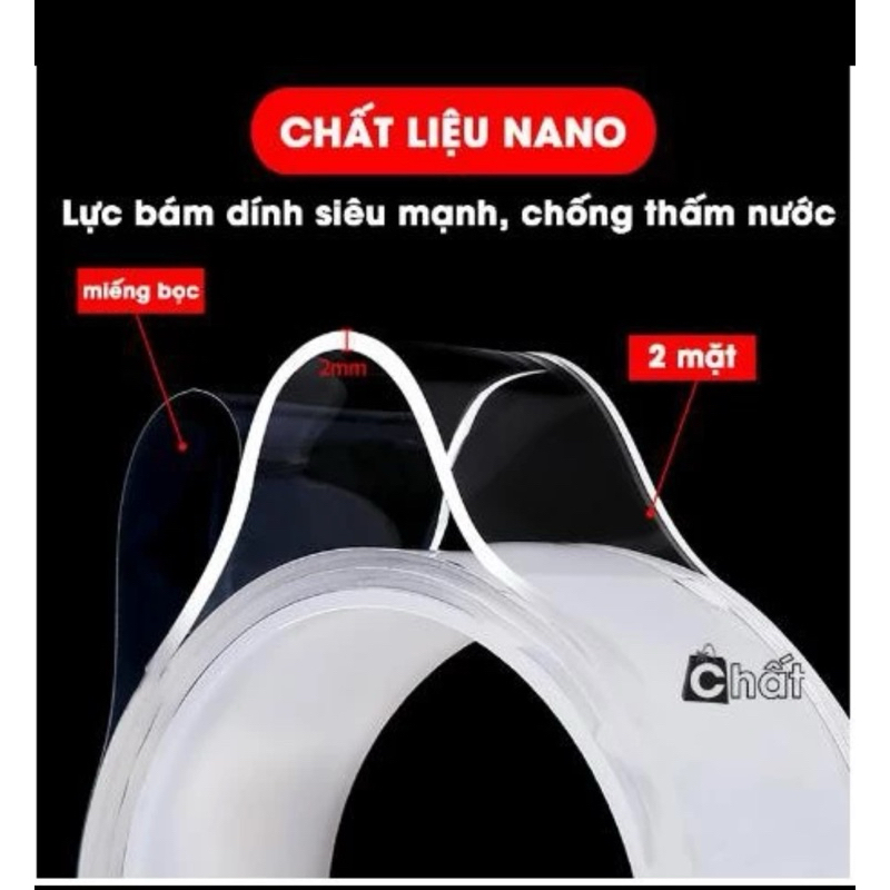 (siêu dính)Băng keo nano 2mặt trong suốt