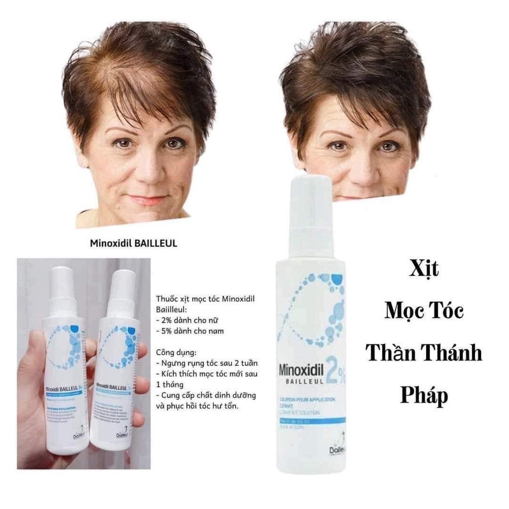 Set 3 chai xịt mọc tóc Minoxidil Bailleul 2% 3x60ml