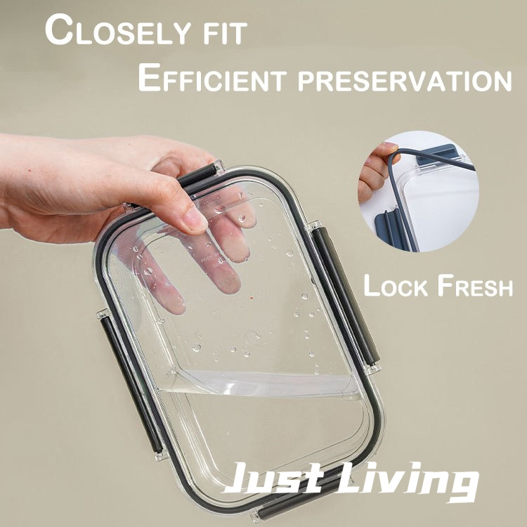 JustLiving Hộp Đựng Kín Trong Tủ Lạnh Có Nắp Hộp Giữ Tươi Chia Được Hộp Đựng Thực Phẩm Trong Suốt Hộp Bento Trái Cây Và Rau Củ Hộp Cơm Trưa Di Động
