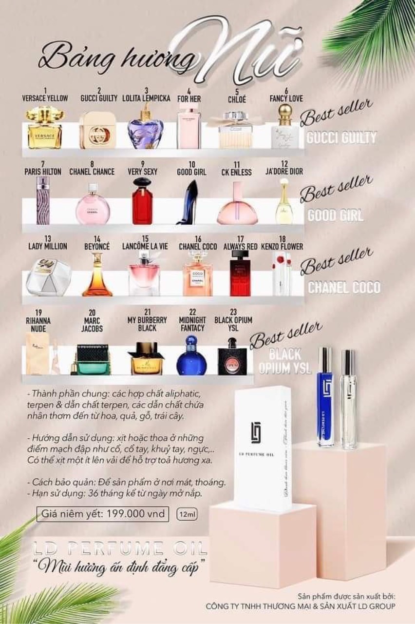 Tinh dầu nước hoa LD PERFUME OIL