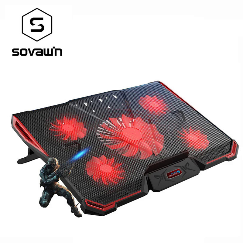 COOLCOLD Máy Tính Xách Tay PC Cooler máy tính xách tay làm mát Pad đứng làm mát bằng không khí 5 người hâm mộ USB thái có thể điều chỉnh chủ cho 15.6 17 má