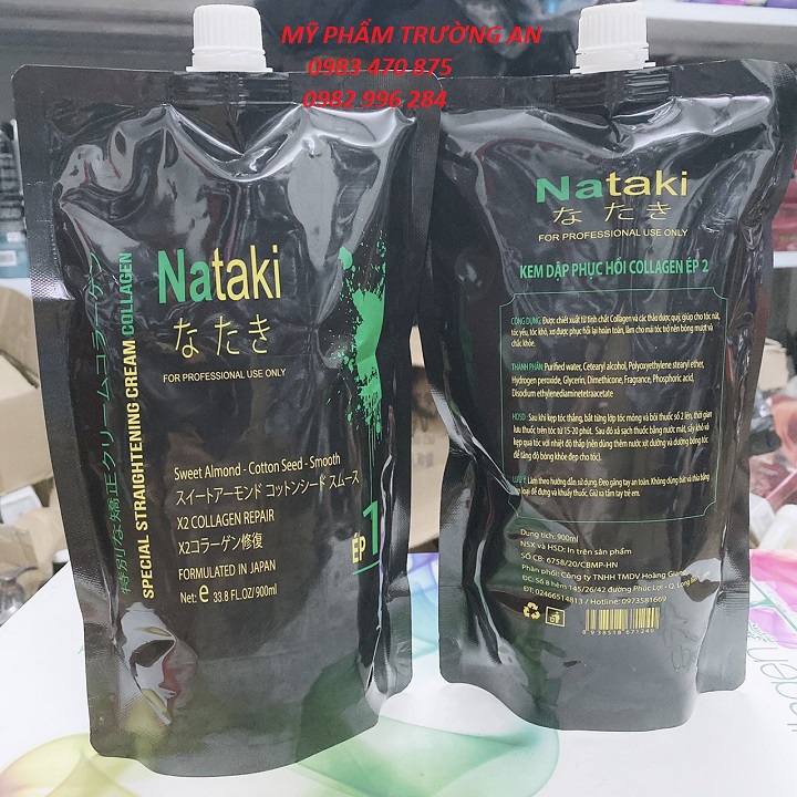 Cặp Duỗi Tóc Thẳng Phục Hồi Collagen 900mlx2 Nataki Japan