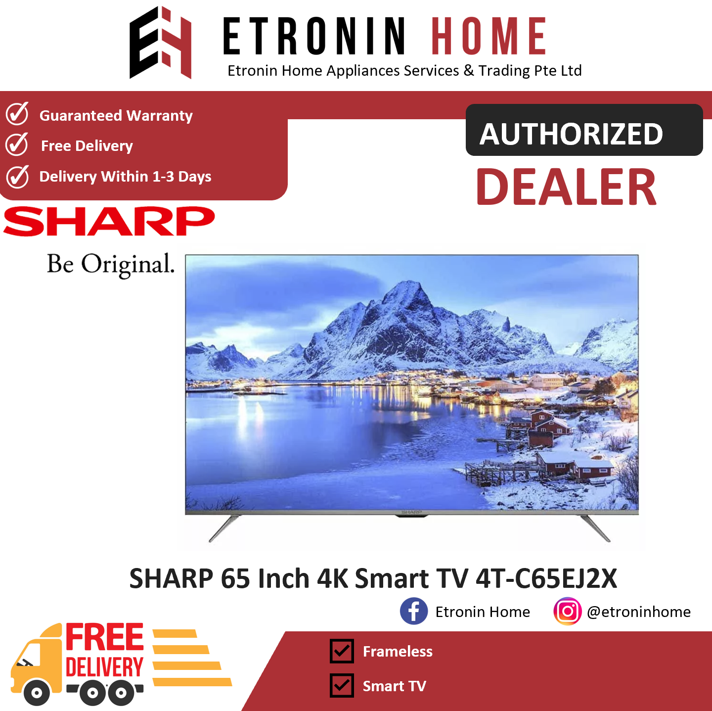 SHARP 65 Inch 4K Smart TV 4T-C65EJ2X | Lazada Singapore