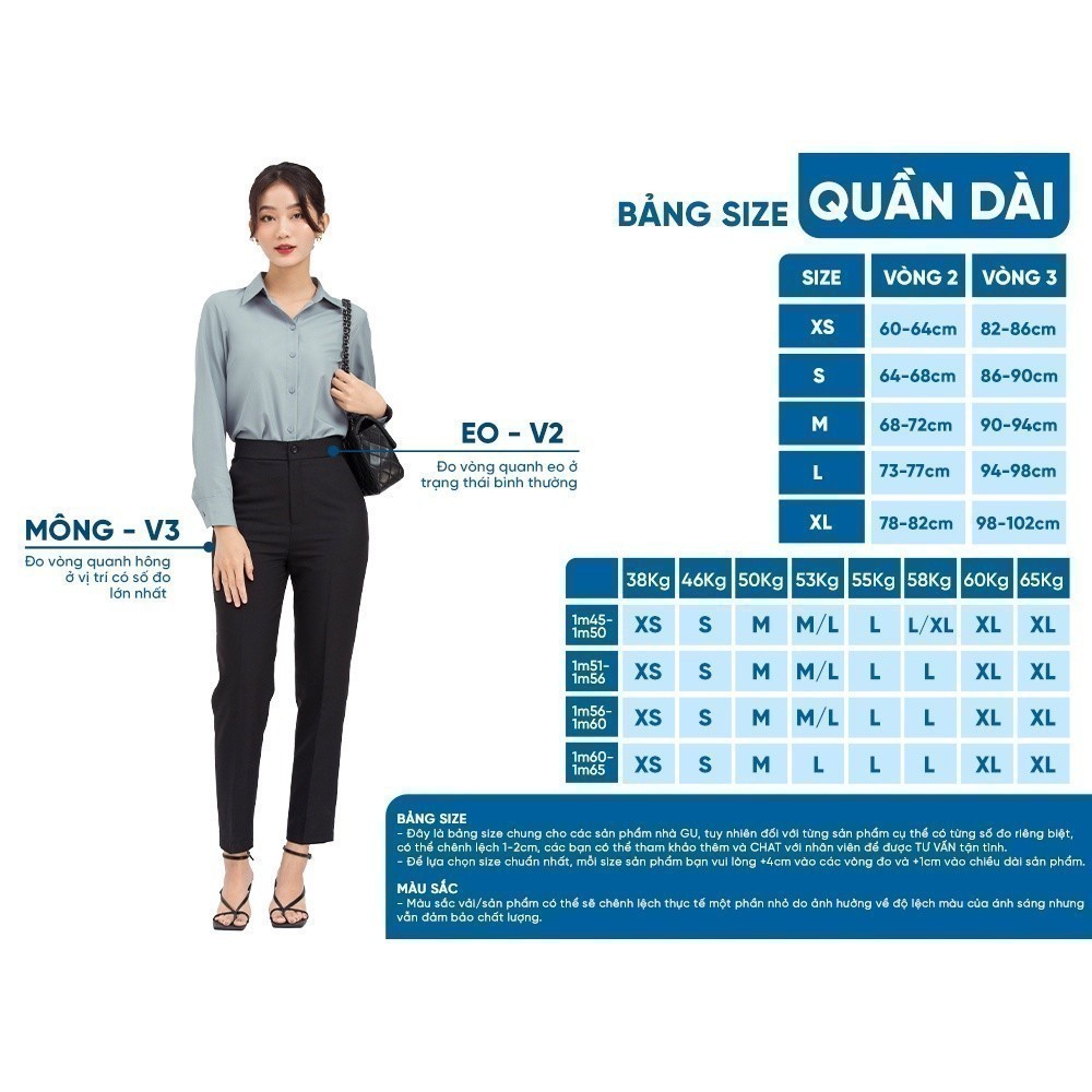 [15 - 17.6 |Voucher 8-15%] Quần tây baggy nữ lưng kiểu GUMAC QD03062