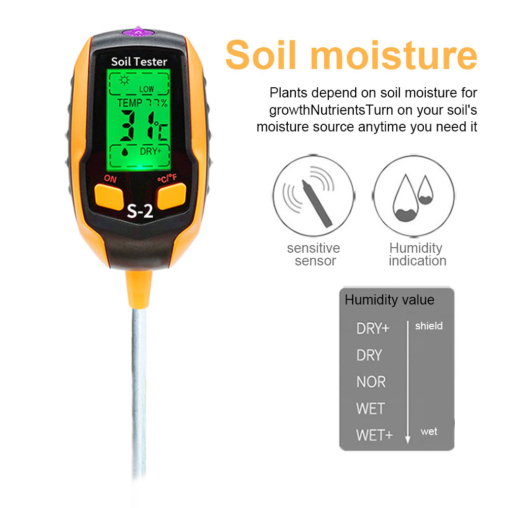 6-in-1 Soil Moisture Meter  Digital pH Meter Soil Salinity Tester Moisture/Temperature/Sunlight/Environment Humidity Meter  Soil Tester for Garden  Lawn  Farm